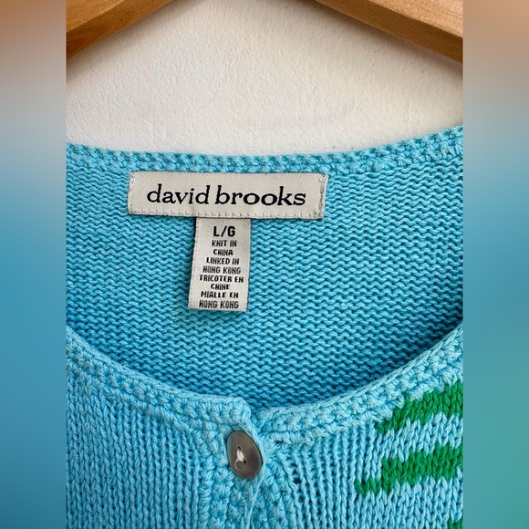 🦜 Vintage 90s David Brooks COLORFUL PARROT & Hibiscus Novelty Cardigan Sweater L - Picture 4 of 6